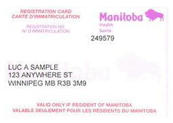 Image of a Manitoba health card with a fake patient's name (c) Manitoba Health