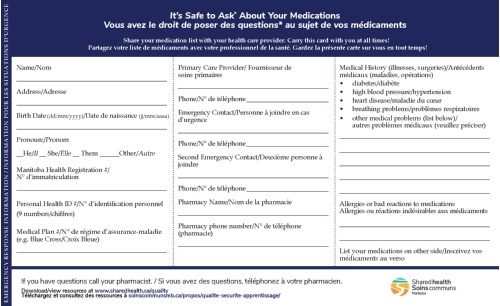 Image of Medication Card (c) CancerCare Manitoba