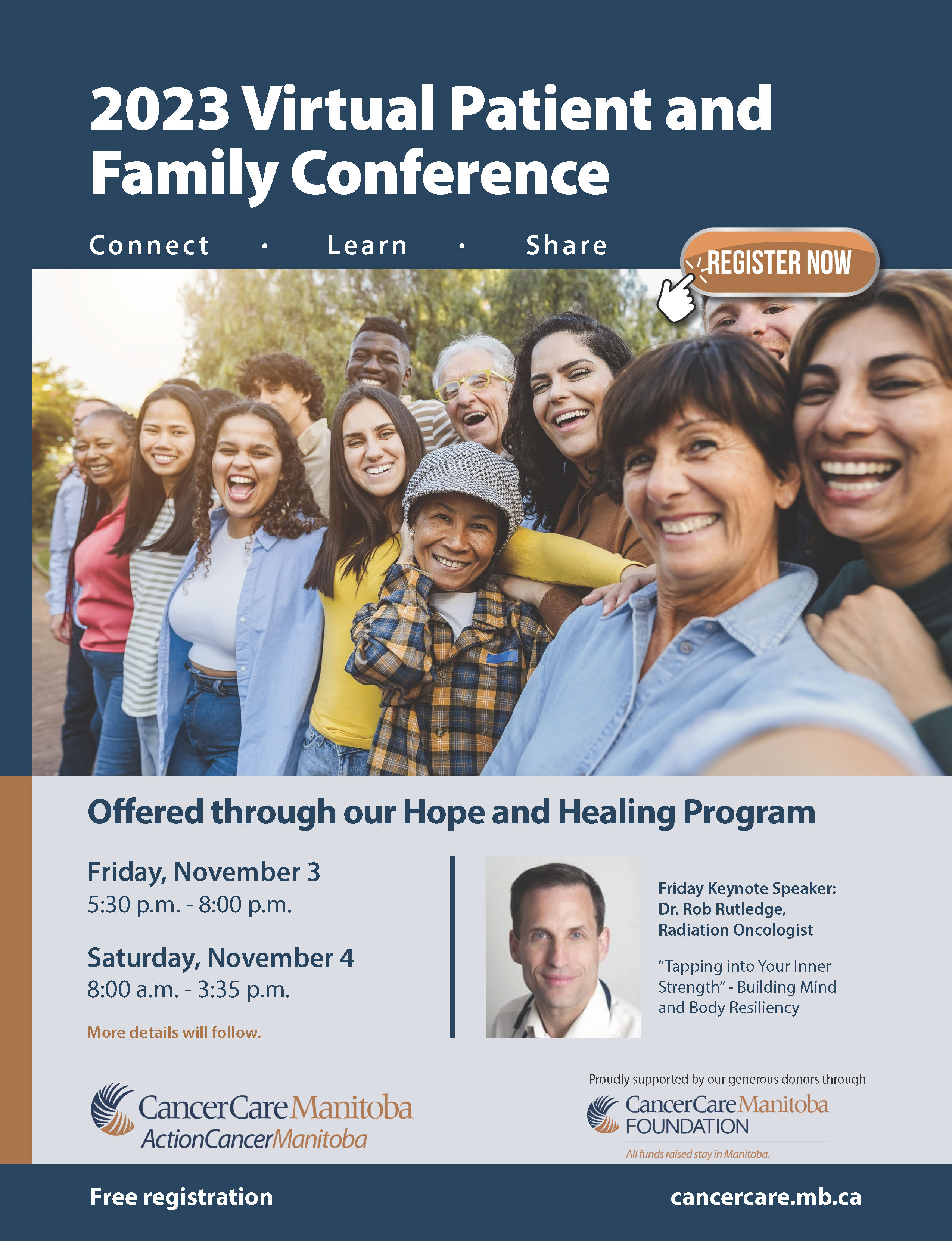 Poster for the 2023 Patient and Family Virtual Conference (c) CCMB