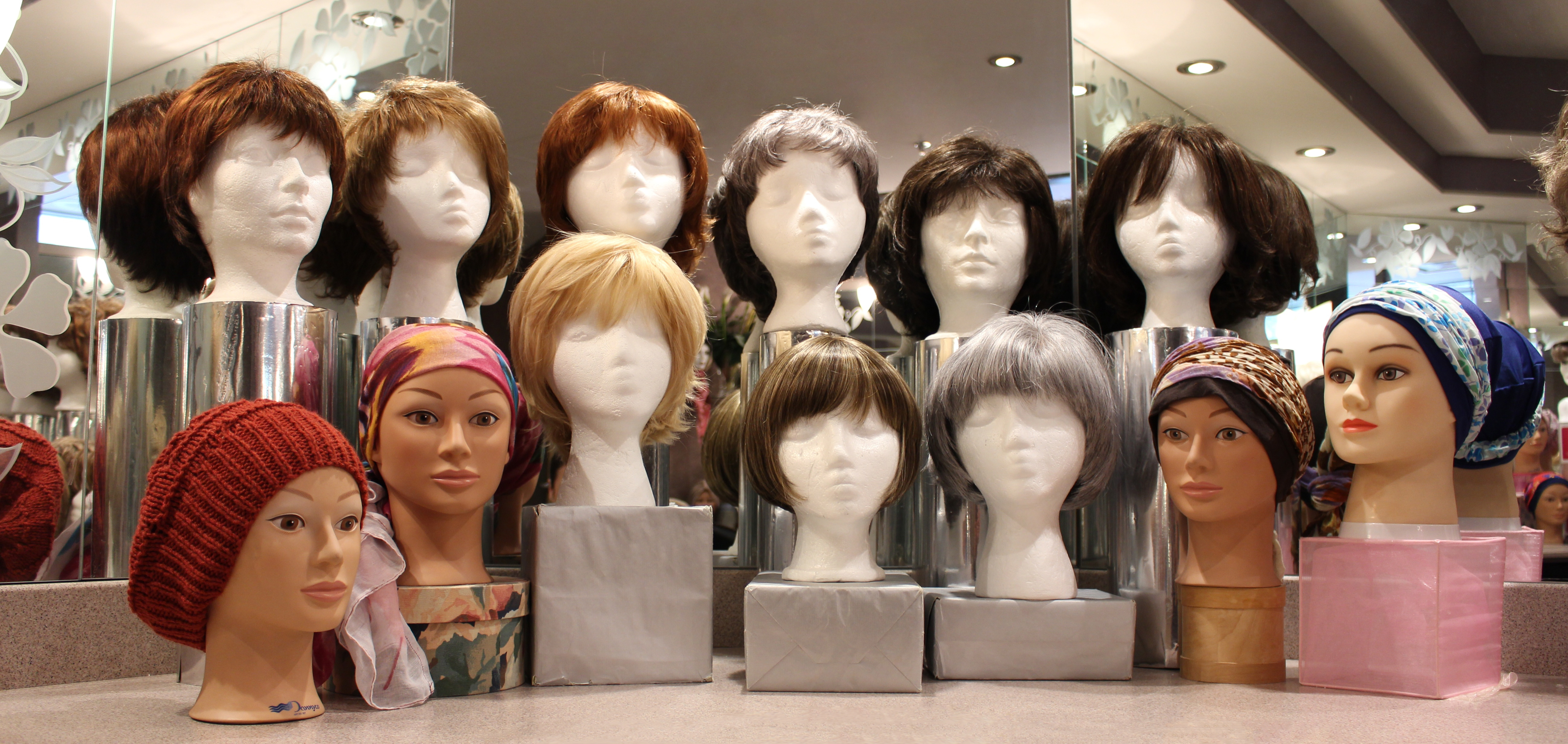 Photo of a collection of Wigs on mannequin heads (c) CCMB