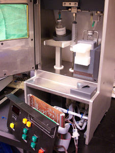 An automated radioisotope delivery unit for Nuclear Medicine built in CCMB, with the electronics designed and built by the Nuclear Electronics service. 