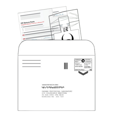 Formulaire de retour et échantillon pour le TIF dans une enveloppe de retour (c) Action CancerCare Manitoba