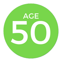 Green circle with the words age 50 in the middle (c) CancerCare Manitoba
