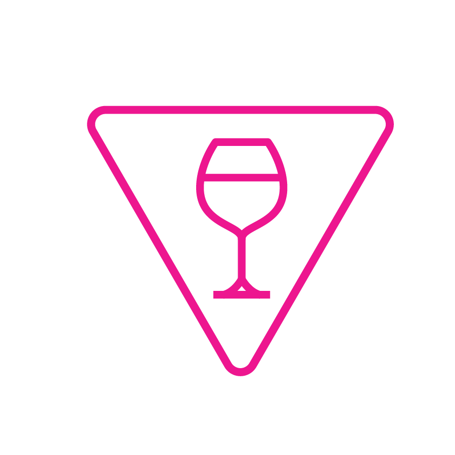 Verre de vin dans un triangle inversé (c) CancerCare Manitoba