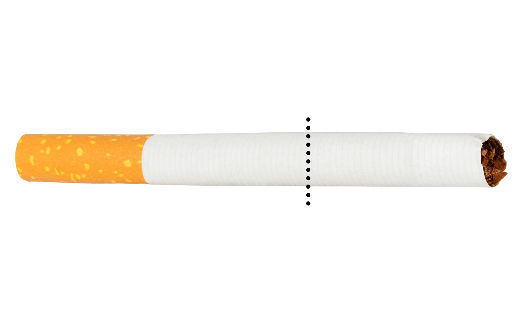 Cut cigarette in half (c) CancerCare Manitoba